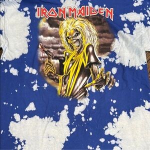 Iron Maiden Blue Tie-Dye Short Sleeve Graphic Tee